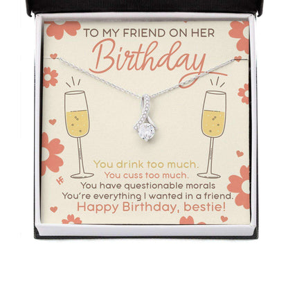 Best Friend Necklace: To My Friend On Her Birthday, Cute Birthday Message Card, Gift For Bestie, Bff Gifts For Friend Rakva