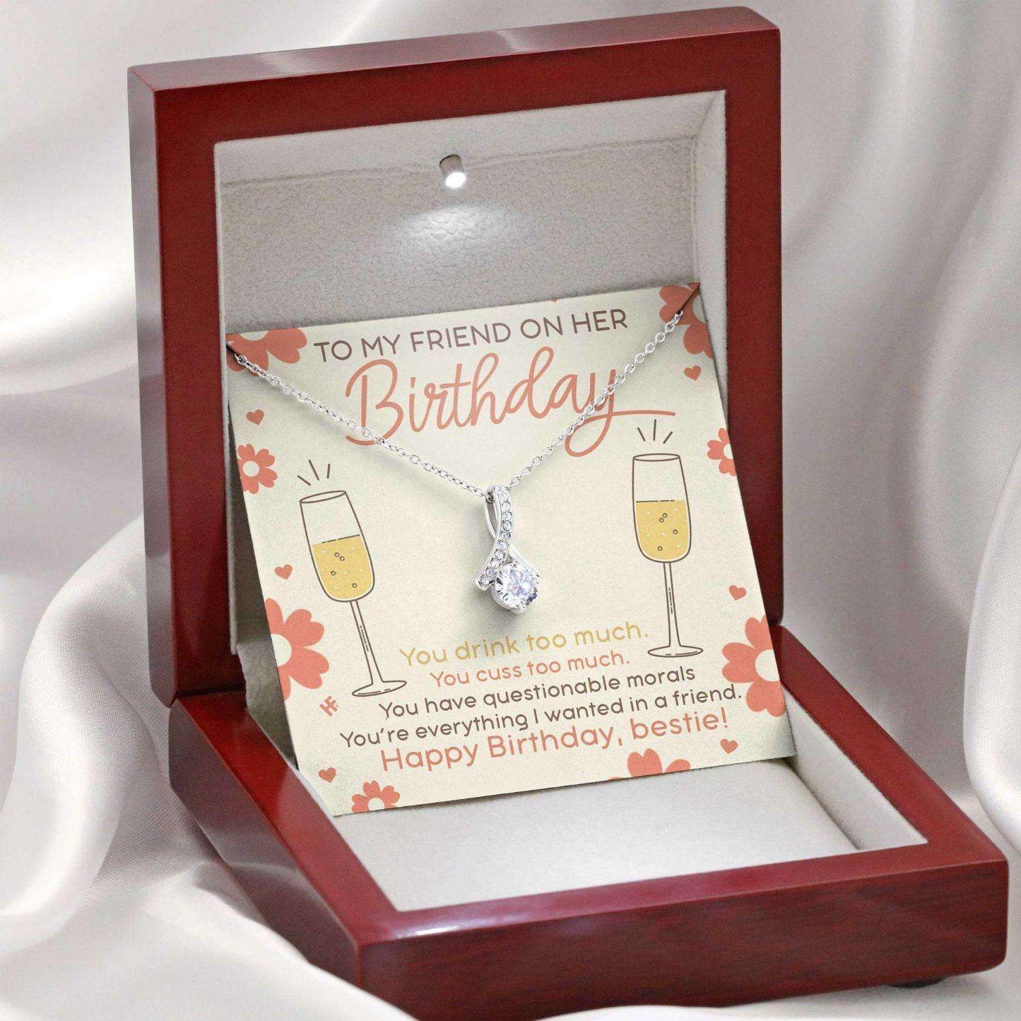 Best Friend Necklace: To My Friend On Her Birthday, Cute Birthday Message Card, Gift For Bestie, Bff Gifts For Friend Rakva