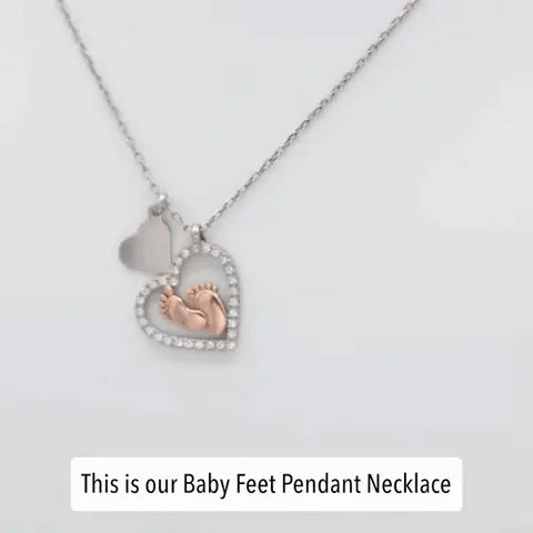 Best Heart Gift For Mom To Be - Baby Feet Heart 925 Sterling Silver Pendant Gift Set Gifts For Mom To Be (Future Mom) Rakva