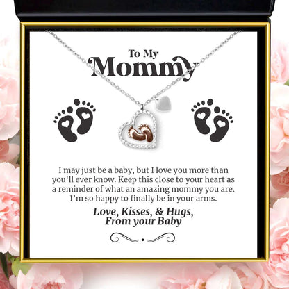 Best Mom To Be Gift Idea - Baby Footstep In Heart Pure Silver Necklace Gift Set Gifts For Mom To Be (Future Mom) Rakva