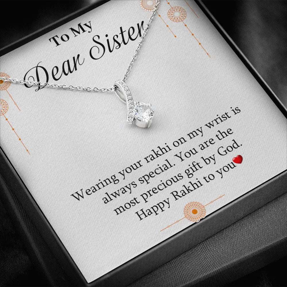 Best Rakhi Gift From Brother to Sister - Pure Silver Pendant and Message Card Gift Box Gifts for Sister Rakva