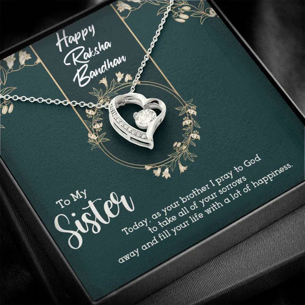 Best Raksha Bandhan Gift for Sister - Pure Silver Pendant and Message Card Gift Box Gifts for Sister Rakva