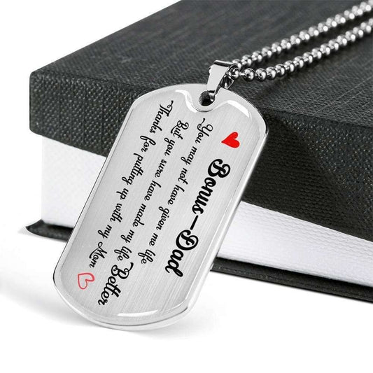 Bonus Dad Dog Tag Custom Picture Father’S Day Gift, Thanks For Putting Up With My Mom Dog Tag Military Chain Necklace For Bonus Dad Gifts for dad Rakva