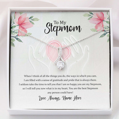 Bonus Mom Necklace, Personalized Stepmom Bonus Mom Necklace “ Step Mom Gift Mother Day Necklace Gifts for Mother (Mom) Rakva