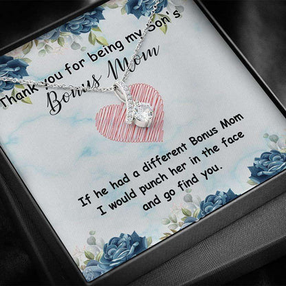 Bonus Mom Necklace, To Bonus Mom Necklace Gift, Thank You For Being My Son’S, Step Mom Necklace Gifts for Mother (Mom) Rakva