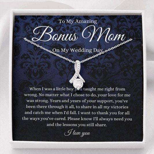 Bonus Mom Necklace, To Bonus Mom On My Wedding Day Necklace, Gift For Stepmother Of The Groom Gift From Stepson Gifts for Mother (Mom) Rakva