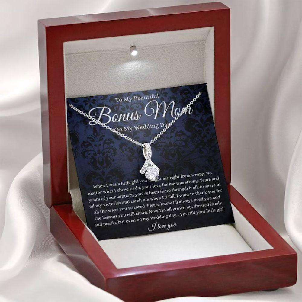 Bonus Mom Necklace, To Bonus Mom On My Wedding Day Necklace, Gift For Stepmother Of The Groom Gift Gifts for Mother (Mom) Rakva