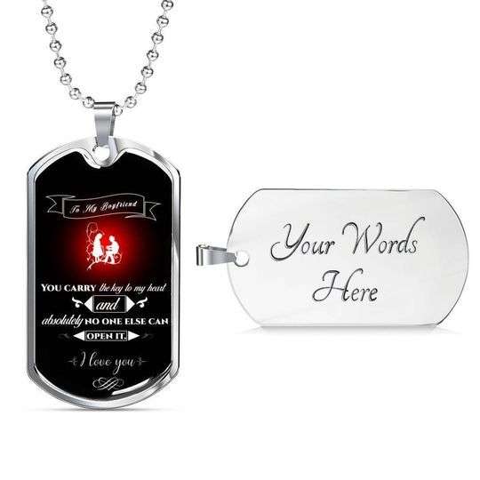 Boyfriend Dog Tag, You Carry The Key To My Heart Dog Tag Necklace For Boyfriend Gifts For Boyfriend Rakva