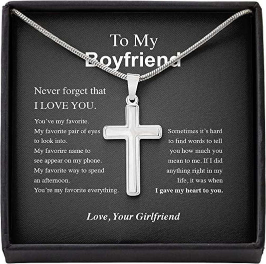 Boyfriend Necklace, To My Boyfriend Necklace Gift From Girlfriend “ Love Favorite Heart Father's Day Rakva