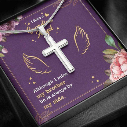 Brother Memorial Necklace “ Brother Guardian Angel “ Forever Faithful Cross Necklace “ Gift Necklace Message Card Rakva