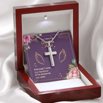 Brother Memorial Necklace “ Brother Guardian Angel “ Forever Faithful Cross Necklace “ Gift Necklace Message Card Rakva