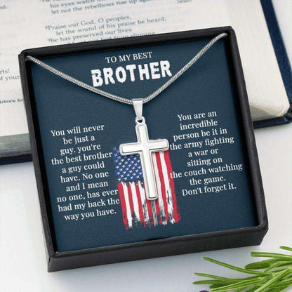 Brother Necklace, Best Brother Gift, To My Army Brother Cross Necklace, Happy Independence Day For Army Brother Gifts For Brother Rakva