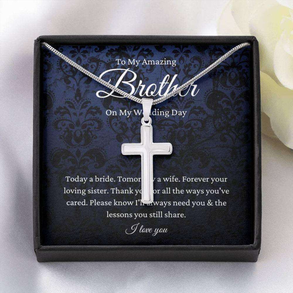 Brother Necklace, Brother Of The Bride Gift From Sister, To Brother Wedding Day Neckalace Gift From Bride Gifts For Brother Rakva