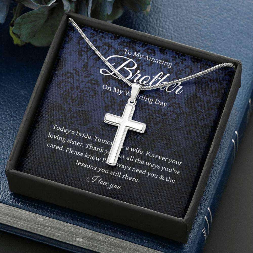 Brother Necklace, Brother Of The Bride Gift From Sister, To Brother Wedding Day Neckalace Gift From Bride Gifts For Brother Rakva