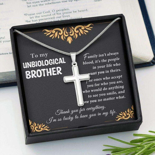 Brother Necklace, Meaningful Unbiological Brother Necklace, Gift For Unbiological Brother, Bonus Brother Cross Necklace Gifts For Brother Rakva