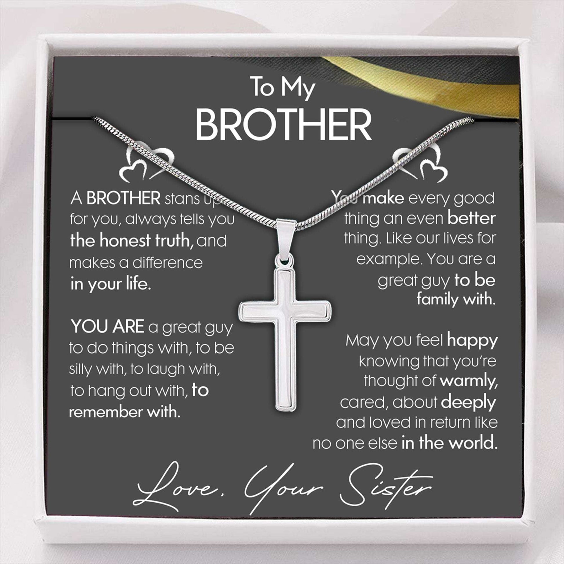 Brother Necklace, Necklace Gift For Brother From Sister, Brother Birthday Graduation Wedding Day Gift Gifts For Brother Rakva