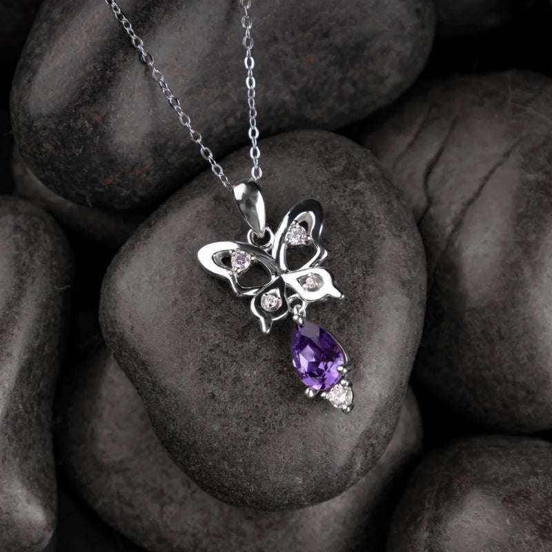 Butterfly Dreams: Swarovski Crystal Butterfly Necklace - Exquisite Pure Silver Pendant For Self Rakva