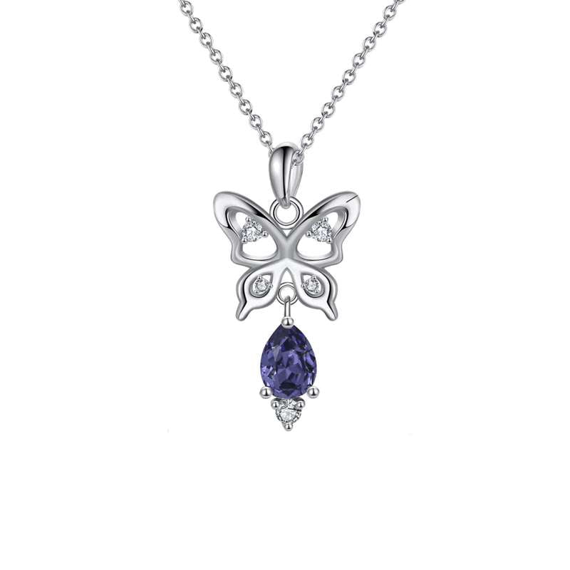 Butterfly Dreams: Swarovski Crystal Butterfly Necklace - Exquisite Pure Silver Pendant For Self Rakva