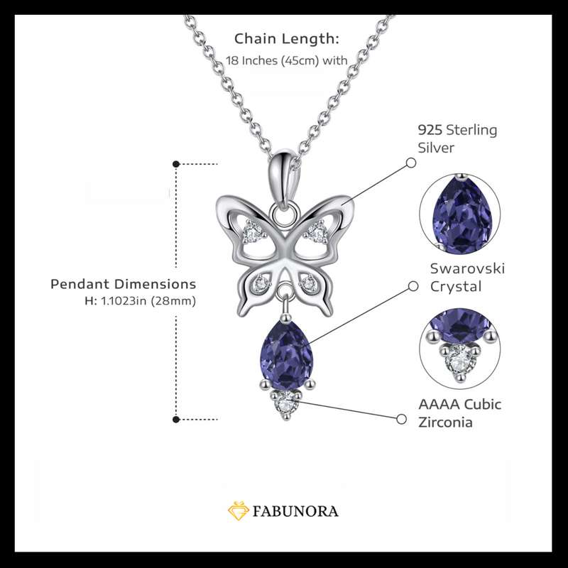 Butterfly Dreams: Swarovski Crystal Butterfly Necklace - Exquisite Pure Silver Pendant For Self Rakva