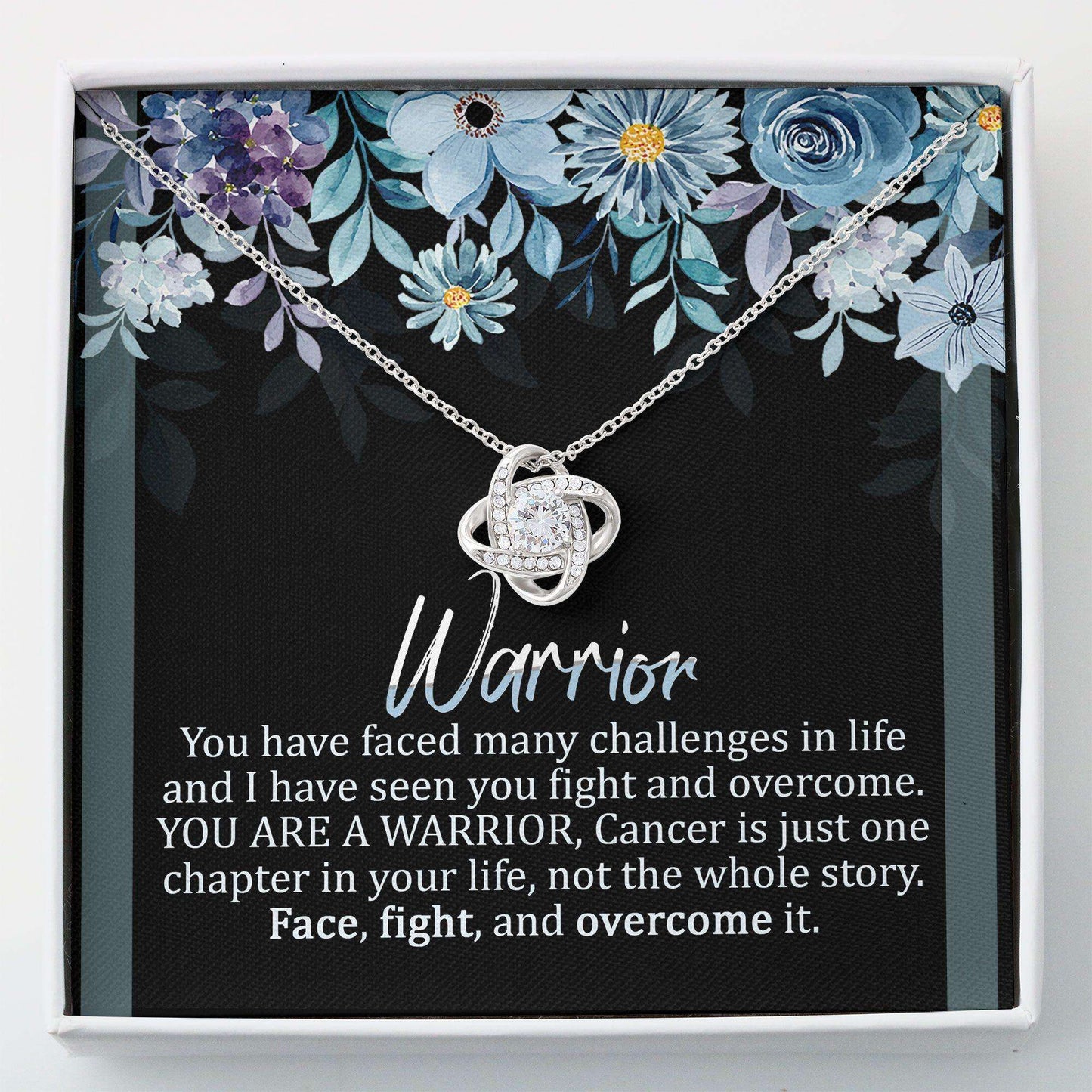 Cancer Necklace “ You Are A Warrior “ Breast Cancer Necklace Gift “ Love Knot Necklace Rakva