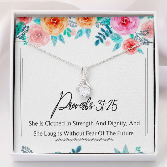 Cancer Patient Necklace, Alluring Beauty Necklace “ Proverbs 31 25 Gifts For Cancer Patient Necklace Rakva