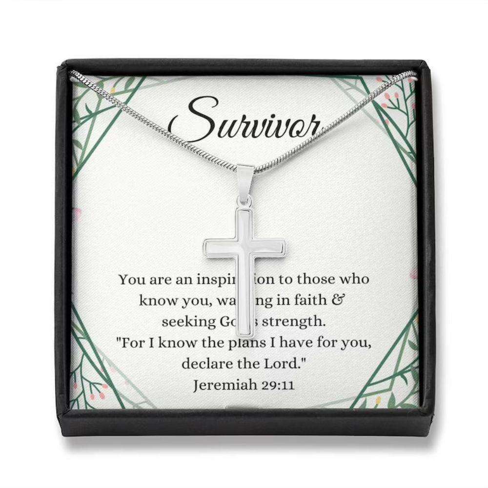 Cancer Survivor Necklace, Gift For Cancer Patient, Breast Cancer Survivor Necklace Gift With Bible Rakva