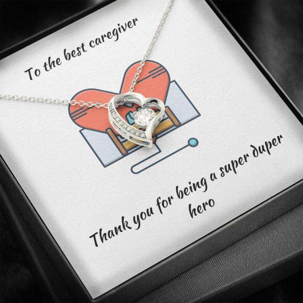 Caregiver Necklace, Gift Necklace With Message Card Best Caregiver Forever Love Necklace Rakva