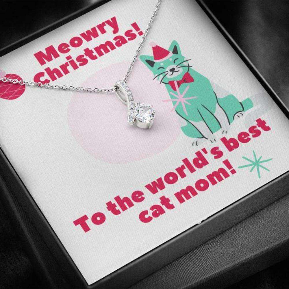 Cat Mom Necklace, Happy Holidays To A Cool Cat Christmas Beauty Necklace Gifts For Friend Rakva