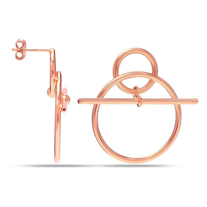 Classic Beauty: 925 Sterling Silver 14K Rose Gold Plated Italian Design Toggle Clasp Earrings - Timeless Elegance for Women and Teens For Self Rakva