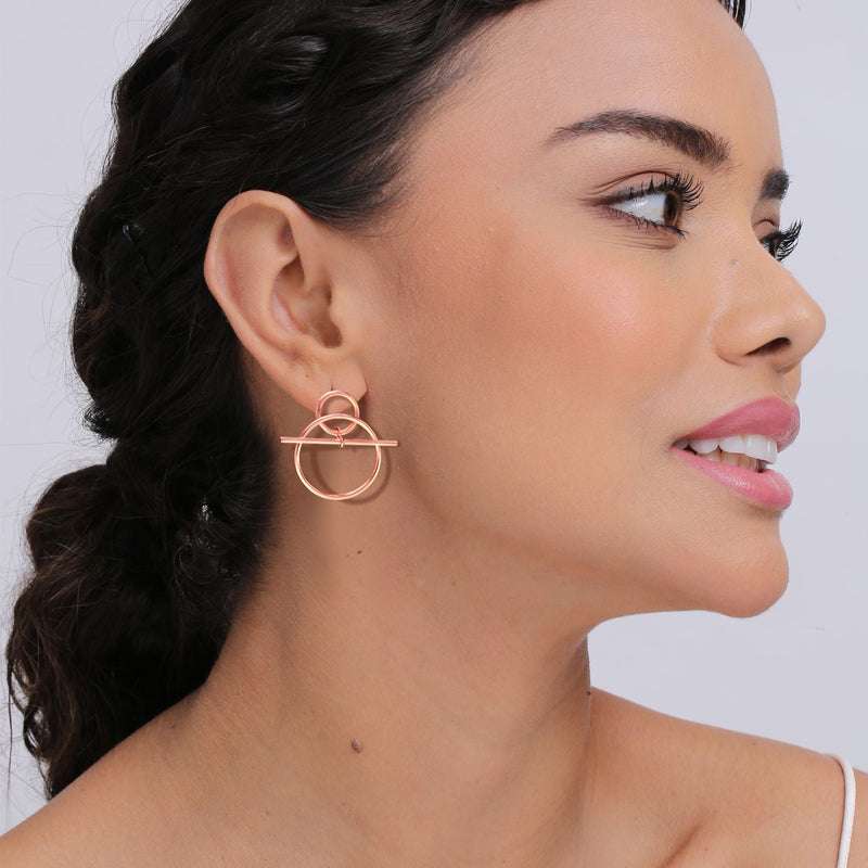 Classic Beauty: 925 Sterling Silver 14K Rose Gold Plated Italian Design Toggle Clasp Earrings - Timeless Elegance for Women and Teens For Self Rakva