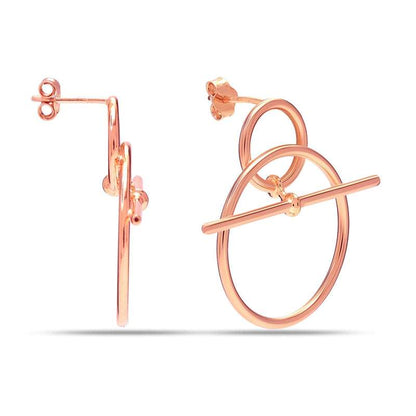 Classic Beauty: 925 Sterling Silver 14K Rose Gold Plated Italian Design Toggle Clasp Earrings - Timeless Elegance for Women and Teens For Self Rakva