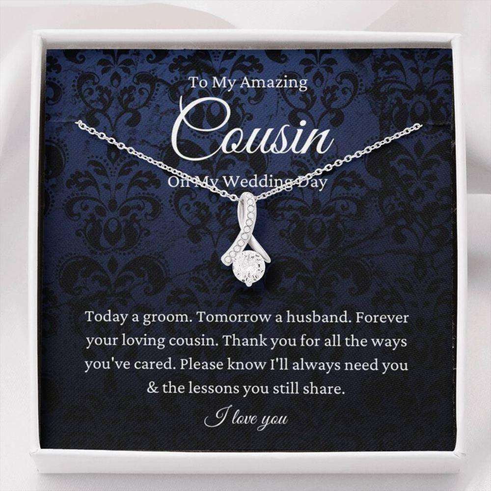 Cousin Necklace, Cousin Of The Groom Necklace Gift,To Cousin Wedding Day Gift From Groom Rakva