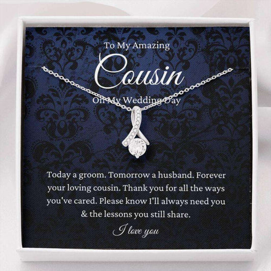 Cousin Necklace, Cousin Of The Groom Necklace Gift,To Cousin Wedding Day Gift From Groom Rakva