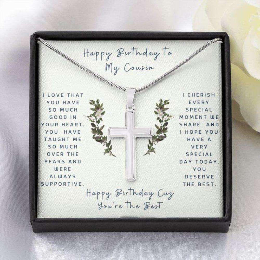 Cousin Necklace, Cross Necklace To Cousin Faithful Cross Necklace “ Gift Necklace Message Card Rakva