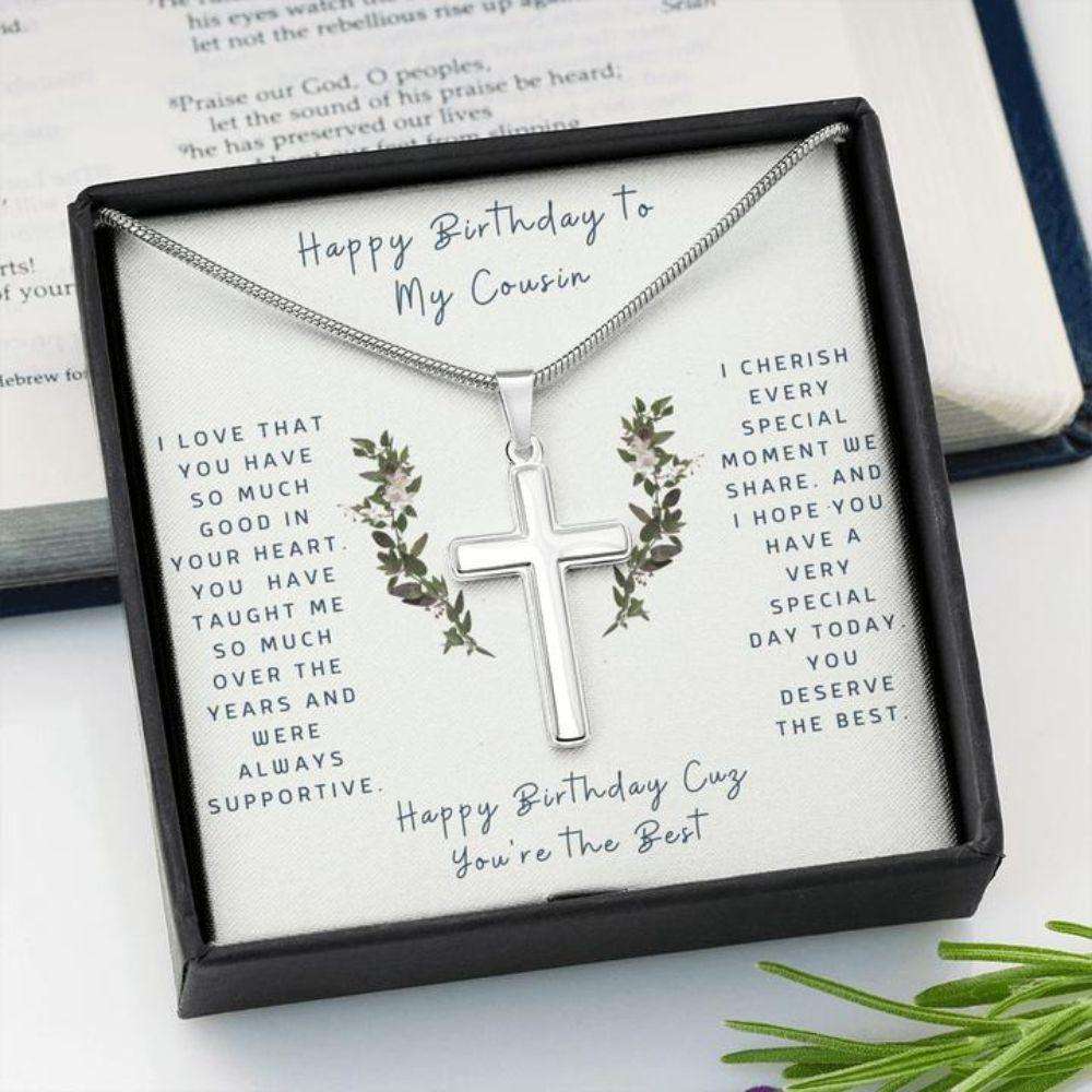 Cousin Necklace, Cross Necklace To Cousin Faithful Cross Necklace “ Gift Necklace Message Card Rakva