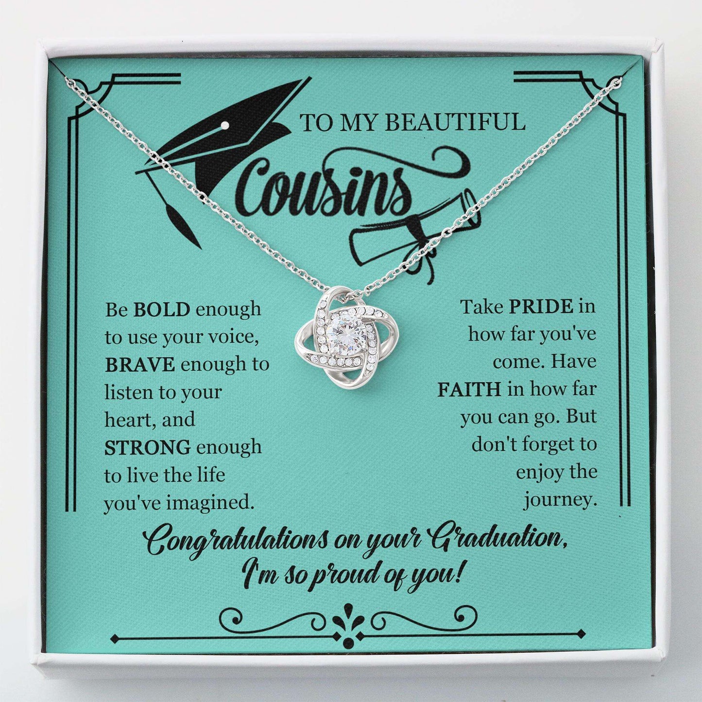 Cousin Necklace “ Graduation Necklace Gift For Cousin Congrat “ Love Knot Rakva