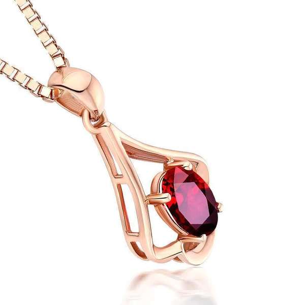 Crimson Elegance: Rose Gold Red Crystal Necklace with 925 Sterling Silver Pendant Set For Self Rakva