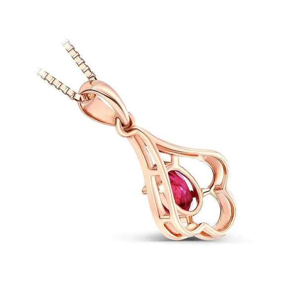 Crimson Elegance: Rose Gold Red Crystal Necklace with 925 Sterling Silver Pendant Set For Self Rakva