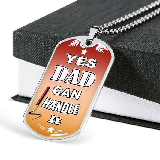 Dad Dog Tag Custom Picture Father’S Day Gift, Dad Can Handle It Dog Tag Military Chain Necklace Gift For Dad Dog Tag Father's Day Rakva