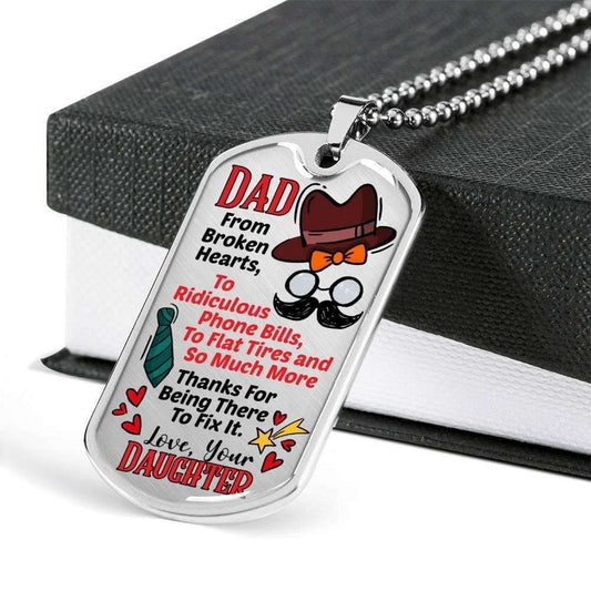 Dad Dog Tag Custom Picture Father’S Day Gift, Dad From Broken Hearts Dog Tag Military Chain Necklace For Dad Dog Tag Father's Day Rakva