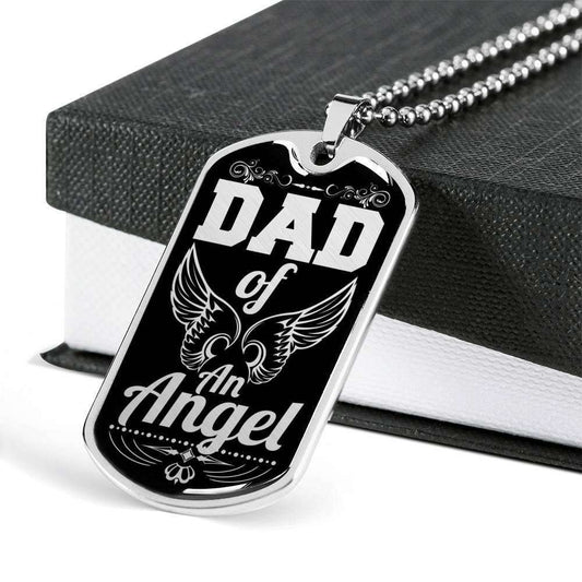 Dad Dog Tag Custom Picture Father’S Day Gift, Dad Of An Angel Dog Tag Military Chain Necklace Gift For Dad Dog Tag Father's Day Rakva