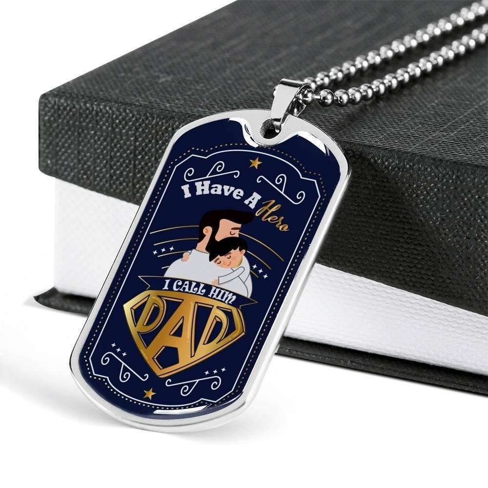 Dad Dog Tag Custom Picture Father’S Day Gift, I Have A Hero Dog Tag Military Chain Necklace Gift For Daddy Dog Tag-2 Father's Day Rakva