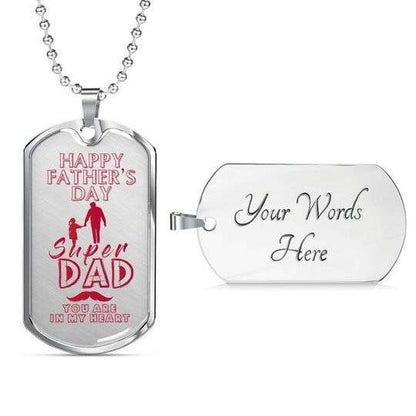 Dad Dog Tag Custom Picture, Happy Father’S Day Super Dad You Are In My Heart Dog Tag Necklace Gift For Dad Father's Day Rakva