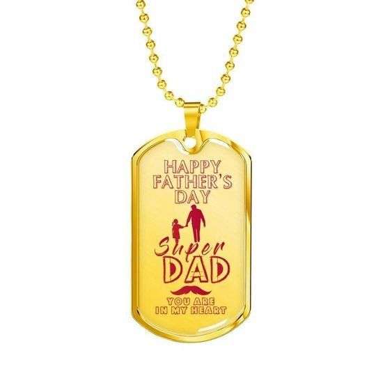 Dad Dog Tag Custom Picture, Happy Father’S Day Super Dad You Are In My Heart Dog Tag Necklace Gift For Dad Father's Day Rakva