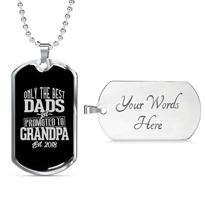 Dad Dog Tag Father’S Day Gift, Custom The Best Dad Promoted To Grandpa Dog Tag Military Chain Necklace Dog Tag Father's Day Rakva