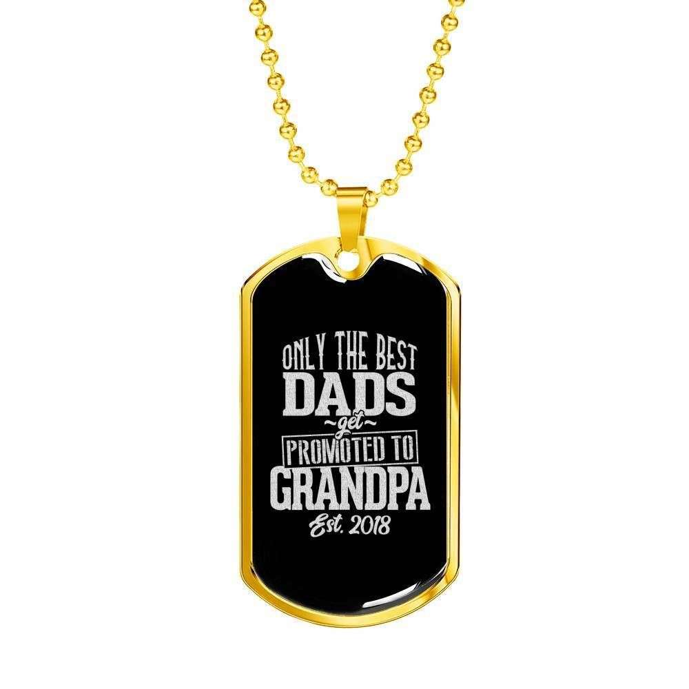 Dad Dog Tag Father’S Day Gift, Custom The Best Dad Promoted To Grandpa Dog Tag Military Chain Necklace Dog Tag Father's Day Rakva