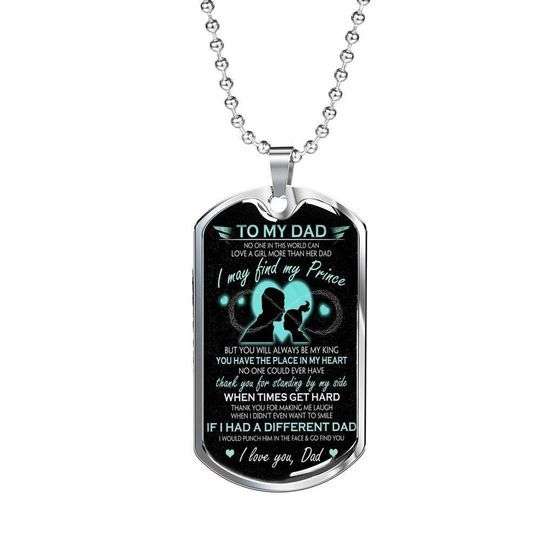 Dad Dog Tag Father’S Day, Thanks For Standing By My Side Dog Tag Necklace For Dad Father's Day Rakva