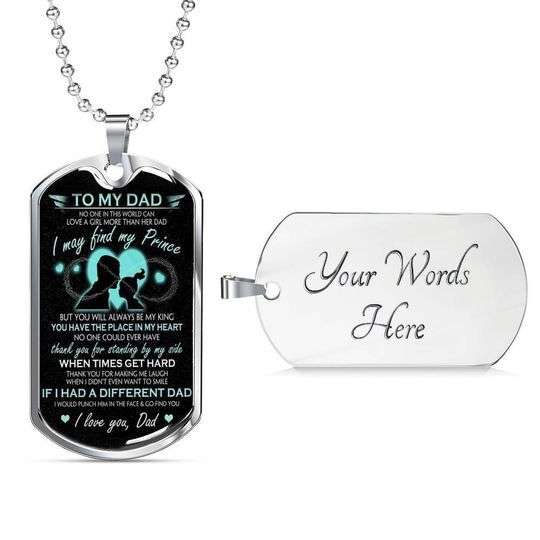 Dad Dog Tag Father’S Day, Thanks For Standing By My Side Dog Tag Necklace For Dad Father's Day Rakva