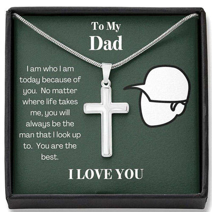 Dad Necklace, Best Dad Ever Baseball Cross Necklace, Gift For Dad Father's Day Rakva