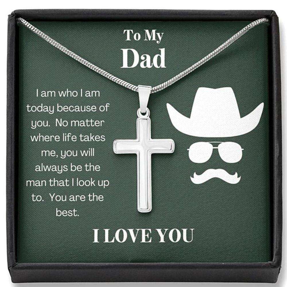 Dad Necklace, Best Dad Ever Cowboy Cross Necklace, Gift For Dad Father's Day Rakva